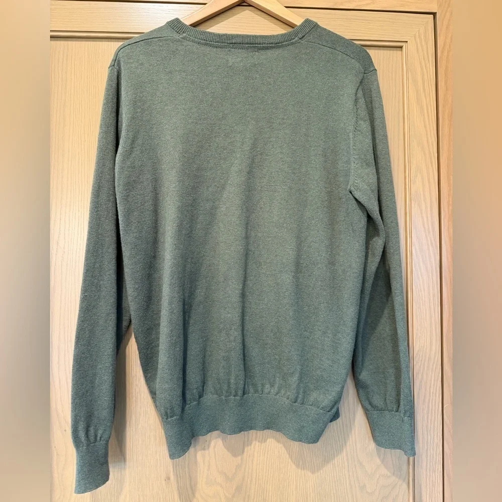 Vintage L.L. Bean Men's Classic V-Neck Sweater Army Green 90's / Cotton / M-REG